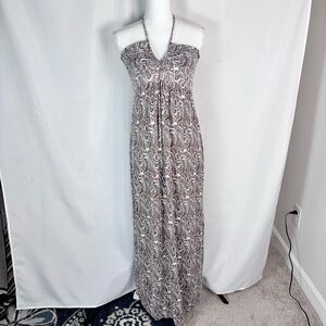 TOAST UK halter neck maxi dress ruched bust and knotted back tie Size M